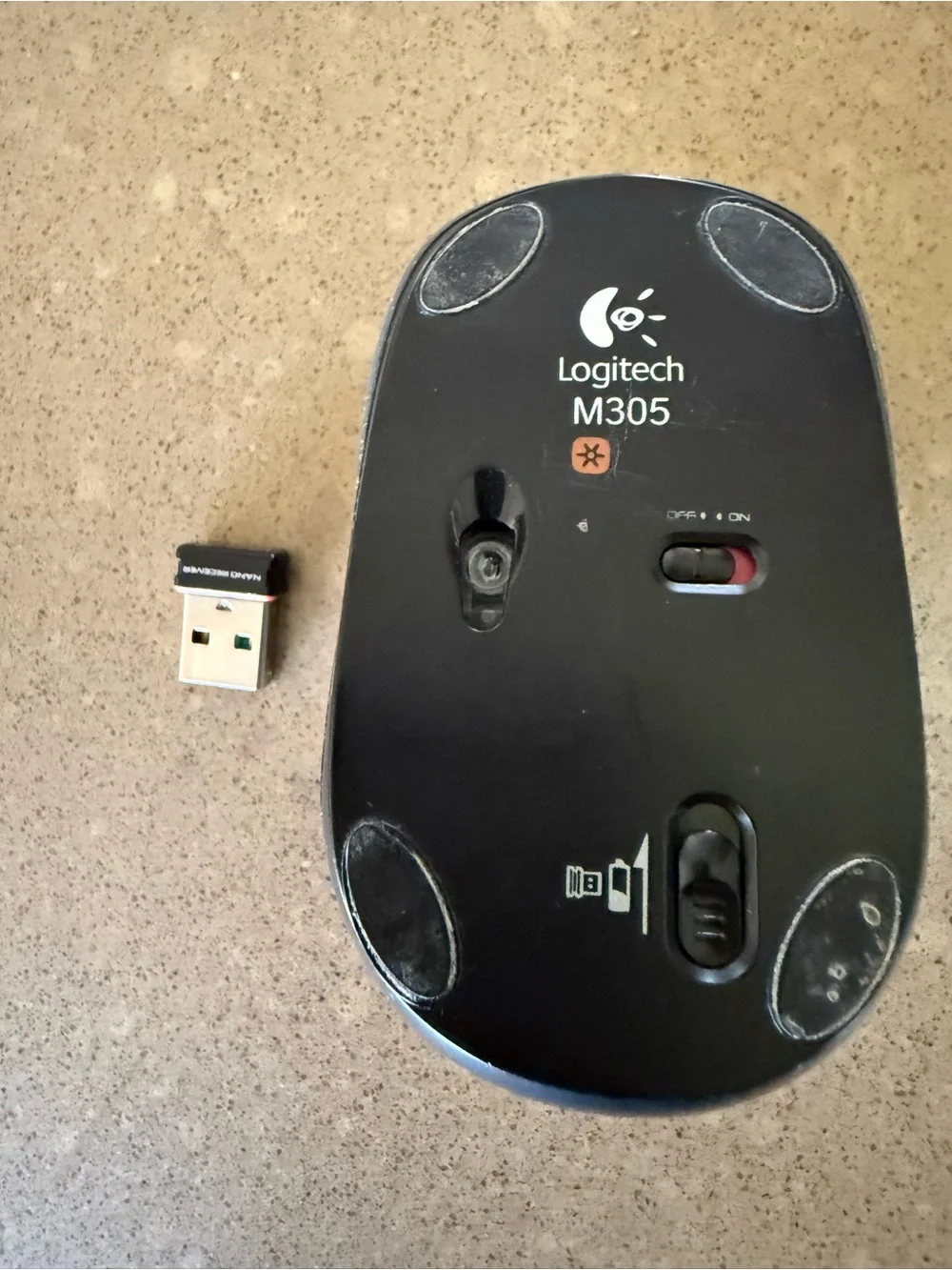 Logitech Black Wireless Optical Mouse with Cream Decorative Pattern